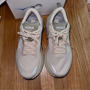 White/Cream Hoka Bondi 8 US Size 8.5 WIDE